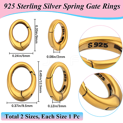 2Pcs 925 Sterling Silver Spring Gate Rings STER-BBC0006-41C-1