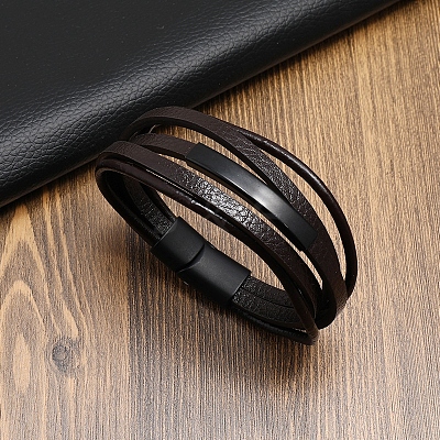 Leather Multi-strand Bracelet PW-WG71096-02-1