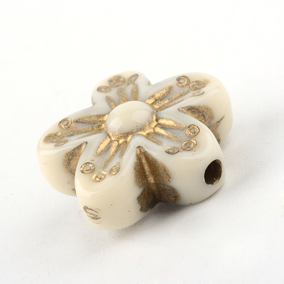 Flower Plating Acrylic Beads PACR-Q102-138A-1