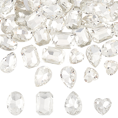 64Pcs 4 Style Glass Rhinestone Cabochons RGLA-FG0001-18-1