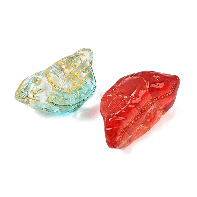 Baking Paint and Golden Metal Enlaced Glass Beads DGLA-T004-17M-1