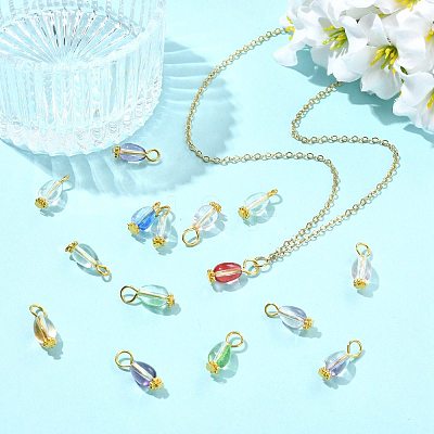 20Pcs 4 Style Glass Teardrop Pendants PALLOY-FS00072-1