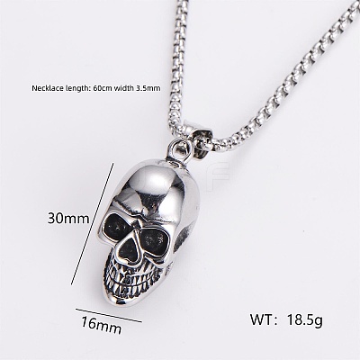 Gothic 316 Surgical Stainless Steel Pendant Box Chain Necklaces for Men ZF3615-10-1