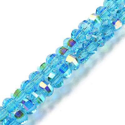 Transparent Electroplate Glass Beads Strands GLAA-Q099-H01-06-1