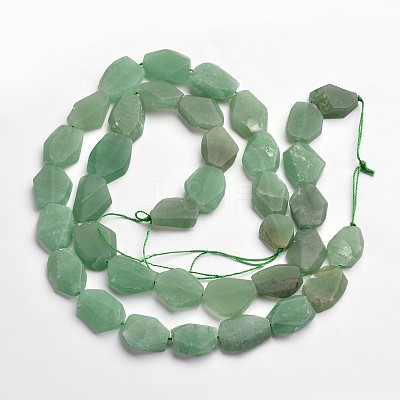 Nuggets Natural Frosted Green Aventurine Bead Strands G-N0156-02-1
