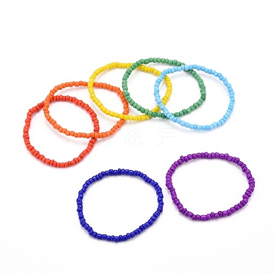Stretch Iridescence Bracelets BJEW-JB06292-1