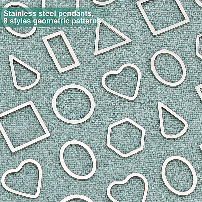 32Pcs 8 Style 304 Stainless Steel Linking Rings STAS-UN0020-52P-1