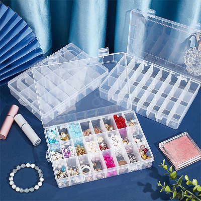 24 Grids Plastic Bead Storage Containers CON-WH0086-053B-1