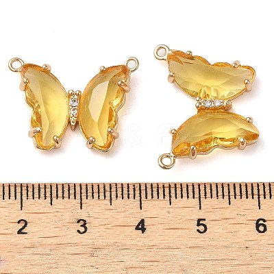 Brass Pave Faceted Glass Connector Charms FIND-Z020-03O-1