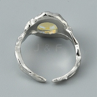 Resin Half Round Open Cuff Ring RJEW-TAC0007-02B-P-1