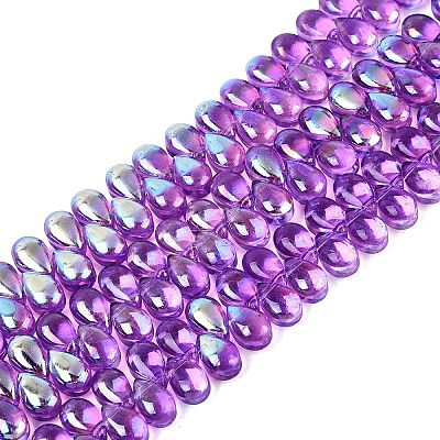 Electroplate Transparent Glass Beads Strands EGLA-N057-01A-09-1