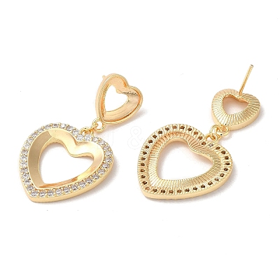 Brass Micro Pave Cubic Zirconia Stud Earring Finding KK-C028-08G-1