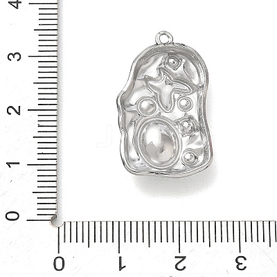 304 Stainless Steel Micro Pave Clear Cubic Zirconia with Pink Enamel & Plastic Pearl Pendants SA-CBA50C9-02P-1