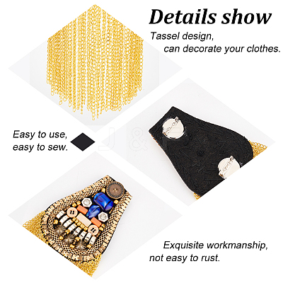 2pcs Iron with Rhinestone Tassel Epaulettes FIND-FG0002-07-1