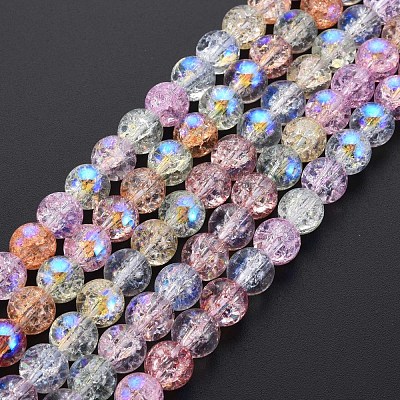 Electroplate Crackle Glass Bead Strands GLAA-S192-C-008B-1