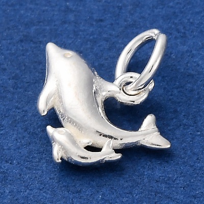 925 Sterling Silver Double Dolphin Charms STER-G045-12S-1