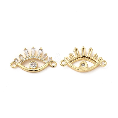 Rack Plating Brass Pave Clear Cubic Zirconia Connector Charms KK-D087-06G-1