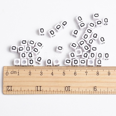 White Cube Letter Acrylic Beads X-PL37C9308-Q-1