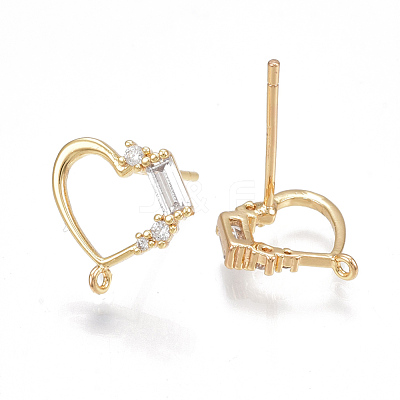 Brass Cubic Zirconia Stud Earring Findings KK-S350-001G-1