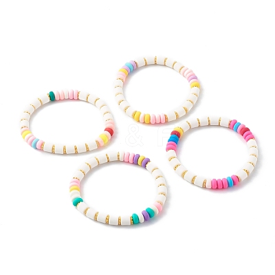 Handmade Polymer Clay Beads Stretch Bracelets BJEW-JB06428-1
