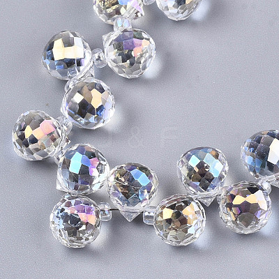 Transparent Glass Beads Strands GLAA-T006-14F-1