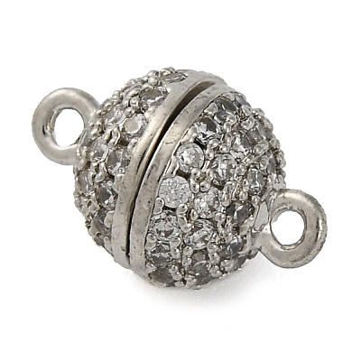 Brass Micro Pave Clear Cubic Zirconia Magnetic Clasps KK-A230-02D-P-1