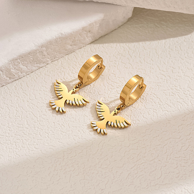 Metal Bird 201 Stainless Steel Hoop Earrings for Women Daily Versatile Jewelry SE6238-4-1