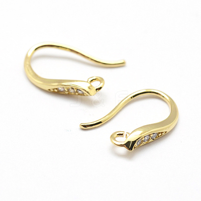 Brass Micro Pave Cubic Zirconia Earring Hooks ZIRC-P071-30G-NR-1