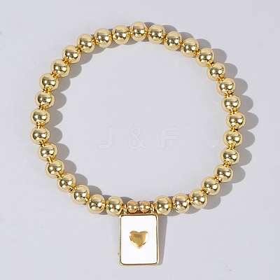 Personality Brass Round Bead Beaded Stretch Bracelets ST0339-2-1