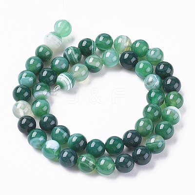 Natural Striped Agate/Banded Agate Beads X1-G-G582-6mm-58-1