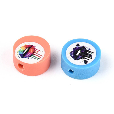 Printed Handmade Polymer Clay Beads CLAY-T022-12G-1