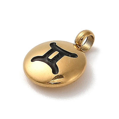 304 Stainless Steel Black Enamel Charms LS-STAS-R009-02G-09-1