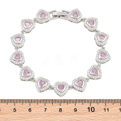 Brass Pave Cubic Zirconia Heart Tennis Bracelets for Women KK-CBA68DA-09P-02-1