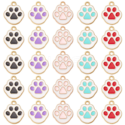 50Pcs 5 Colors Alloy Enamel Pendants ENAM-CJ0004-27-1
