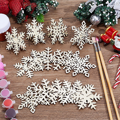 4 Styles Christmas Theme Unfinished Wood Solid Display Decorations DJEW-WH20002-21C-1