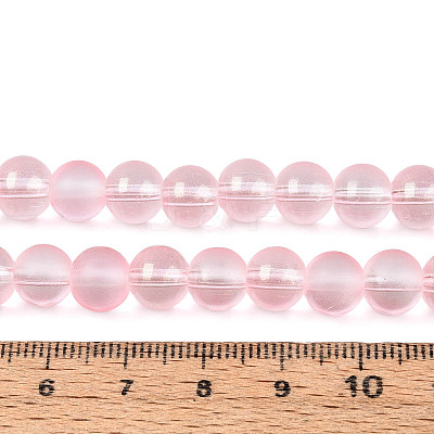 Frosted Transparent Glass Bead Strands X1-GLAA-P065-8mm-03-1