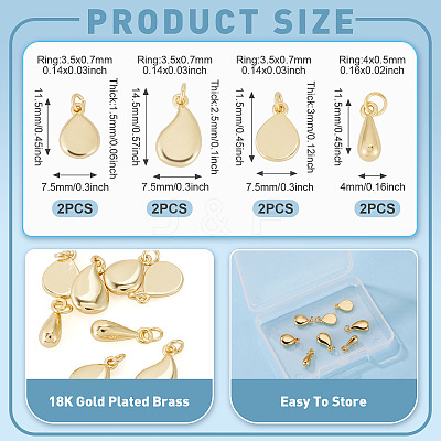 8Pcs 4 Styles Brass Charms KK-TA0003-36-1