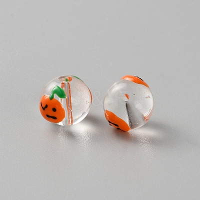 Round Handmade Lampwork Beads LAMP-WH0003-015A-1
