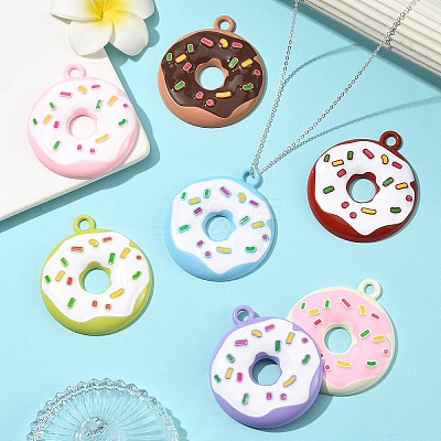 7Pcs 7 Colors Spray Painted Alloy and Enamel Big Pendants ENAM-YW0008-21-1