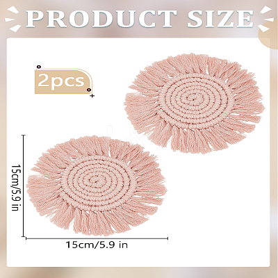2Pcs Hand-woven Ccotton Thread Cup Mats AJEW-LP0006-37A-1