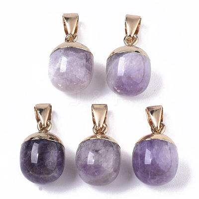 Top Golden Plated Natural Amethyst Pendants X-G-T131-03H-1
