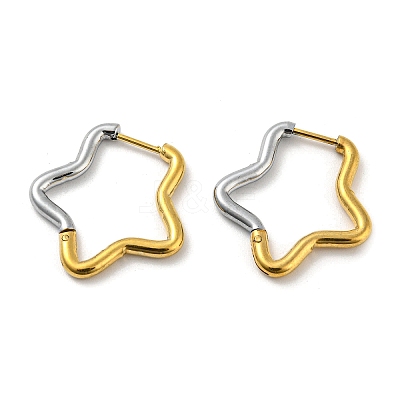 Two Tone 304 Stainless Steel Hoop Earrings EJEW-K257-02D-GP-1