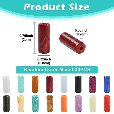 30Pcs 3 Colors Column Imitation Gemstone Acrylic Beads OACR-YW0002-52A-1