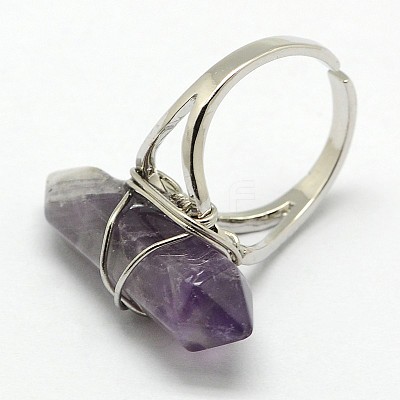 Personalized Unisex Gemstone Bullet Rings RJEW-M004-01-1