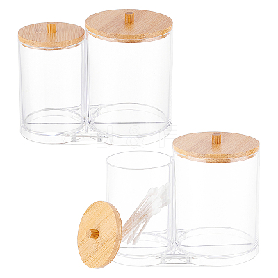 2Pcs Plastic with Wood Containers CON-NB0001-76-1