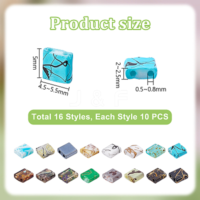160Pcs 16 Styles 2-Hole Glass Seed Beads SEED-PH0002-70-1
