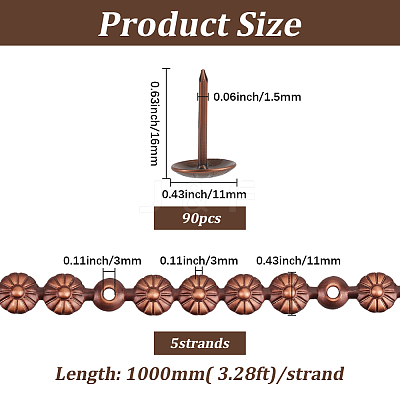 5Bags Flower Iron Decoration Strip FIND-GF0008-41A-R-1