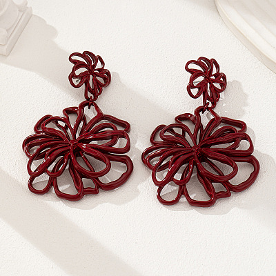Alloy Enamel Dangle Stud Earrings FS-WG7F825-02-1