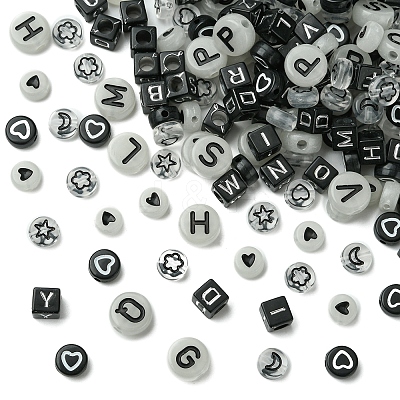 200Pcs Opaque Black Acrylic Beads MACR-FS0001-86-1