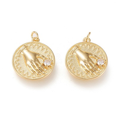 Brass Micro Pave Clear Cubic Zirconia Pendants ZIRC-K086-02G-1